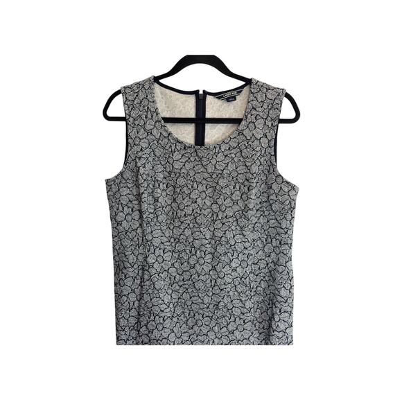 Lands' End Blue Floral Pockets Sheath Dress Cotton Blend Womens 12 Chic Office - Picture 7 of 11